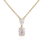 Pear and Oval Cut Lab Diamond Pendant Necklace Duo Drop Style(pendant only)