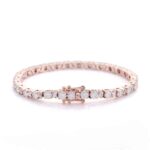 *165mm Exquisite Moissanite Tennis Bracelet with Sparkling Round and Rectangular Stones