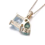 *Toi et Moi Pendant with Lab Sapphire and Blue Moissanite (Pendant Only) - Image 2