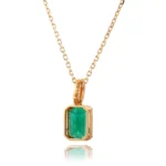 Classic Emerald Cut Emerald Solitaire Pendant | Pendant Only - Image 2