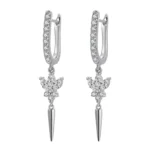 *Marquise and Round Moissanite Drop Earrings with Modern Spike Design - Image 2