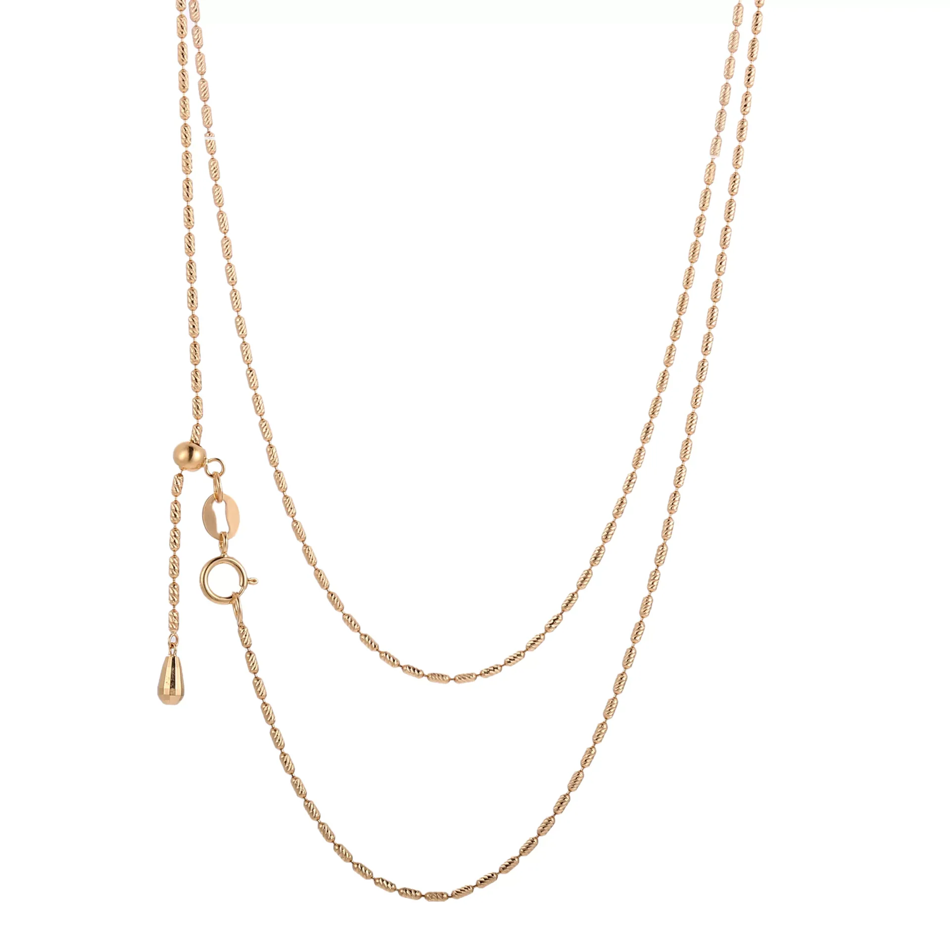 3-7-scaled-1 18K Yellow Gold Beaded Chain with Adjustable Extension - Image 1