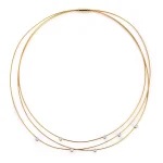 Round Cut Lab Diamond Necklace Triple Strand Floating Collar Style