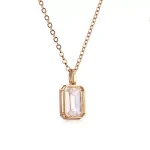 2ct Emerald Cut Lab Diamond Pendant Necklace Bezel Solitaire Style