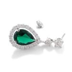 *Exquisite Pear-Shaped emerald Halo Drop Earrings - Image 3