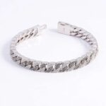 *7.5Inches White & Black Moissanite Triangles Intertwined Cuban Bracelet