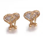 Heart-Shaped Pavé Lab Diamond Stud Earrings in 18k Yellow Gold