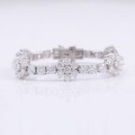 Exquisite Flower Design Moissanite White Gold Tennis Bracelet