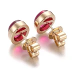 5CTW Classic Stud Earring with Oval Cut Cabochon Lab Red Gemstone - Image 3