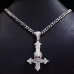 *Striking Skull Cross Moissanite Pendant - Image 3