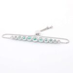 *Hexagonal White Gold Bracelet with Lab Emeralds and Moissanites - Image 4