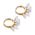 Pear-shaped Tassel Earrings | Pear-Cut Lab Diamond Tassel Hoops in 18K Yellow Gold - Image 2