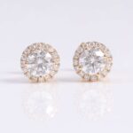 *Elegant Round Cut Yellow Gold Moissanite Earrings
