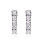 *Classic Five Stone Round Cut Moissanite Linear Drop Earrings