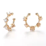 0.44ctw Lab Diamond Earring | 18K Yellow Gold Ear Cuffs with Lab Diamond - Image 2