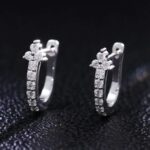 *Gorgeous White Gold Moissanite Round Cut Huggie Earrings - Image 5
