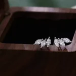 Marquise Cut Moissanite Stud Earring Trio Cluster Fan Style