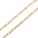 18k Yellow Gold Necklace Elongated Paperclip Link Chain Style - Image 3