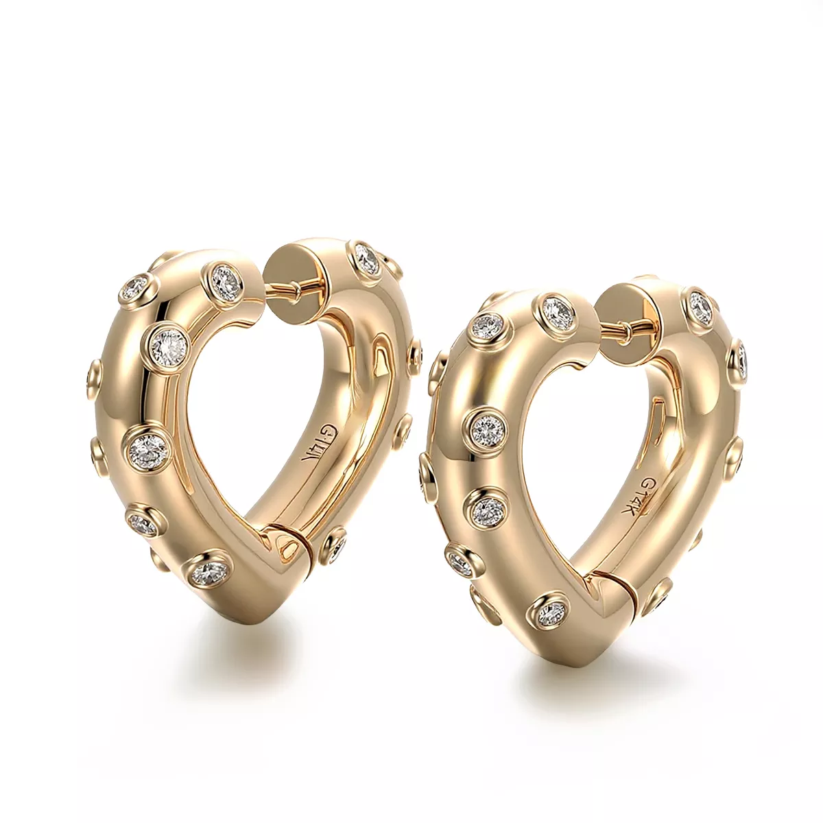 4-3 Heart Shaped Hoop Earring with Shimmering Round Cut Moissanite Accent - Image 1