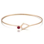 *Modern Gold Bangle Bracelet Featuring Round Cut Lab Gemstone Solitaire - Image 2
