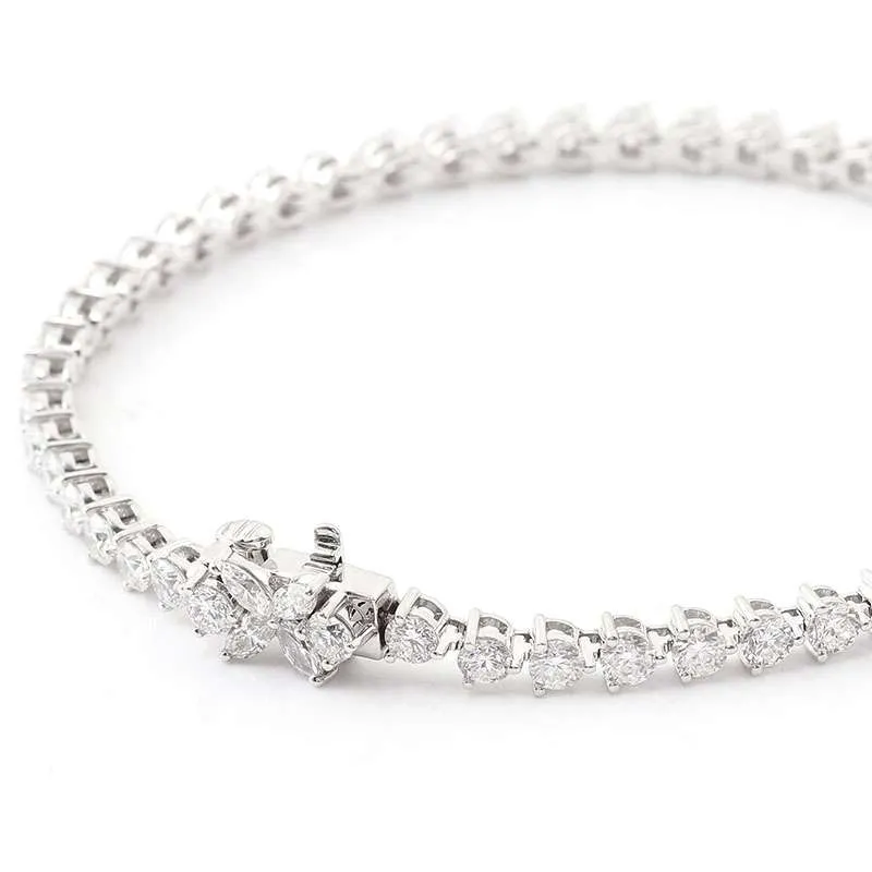 4-6-3 *Round moissanite Victoria Bracelet with Flower Lock - Image 1