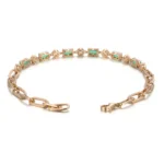 2.7ctw Emerald Cut Lab Emerald Bracelet with Sparkling Round Moissanite Accent - Image 2