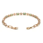 Emerald Cut Lab Emerald Bracelet with Sparkling Round Moissanite Accent
