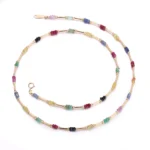 Rainbow Gemstone Symphony Necklace | 18K Yellow Gold Necklace with Multicolor Gemstone Beads - Image 2