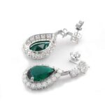 *Exquisite Pear-Shaped emerald Halo Drop Earrings - Image 4