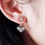 *Gorgeous White Gold Moissanite Pear Cut Floral Drop Earrings - Image 9