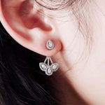 Gorgeous White Gold Moissanite Pear Cut Floral Drop Earrings