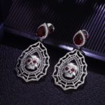 Red Eyes Skull:Daring Hip Hop White Gold Earrings - Image 3