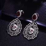 Red Eyes Skull:Daring Hip Hop White Gold Earrings