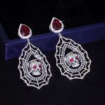 Red Eyes Skull:Daring Hip Hop White Gold Earrings - Image 4