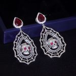 Red Eyes Skull:Daring Hip Hop White Gold Earrings