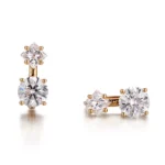 Lab Diamond Hoops Ring | 18K Yellow Gold Earrings with Princess & Round Lab Diamonds - Image 2