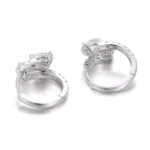 Multi-Shape Lab Diamond Cluster Huggie Earrings in 18k White Gold - Image 3