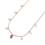 7.4CTW Pear Cut Lab Ruby Pendant Necklace with Moissanite - Image 2