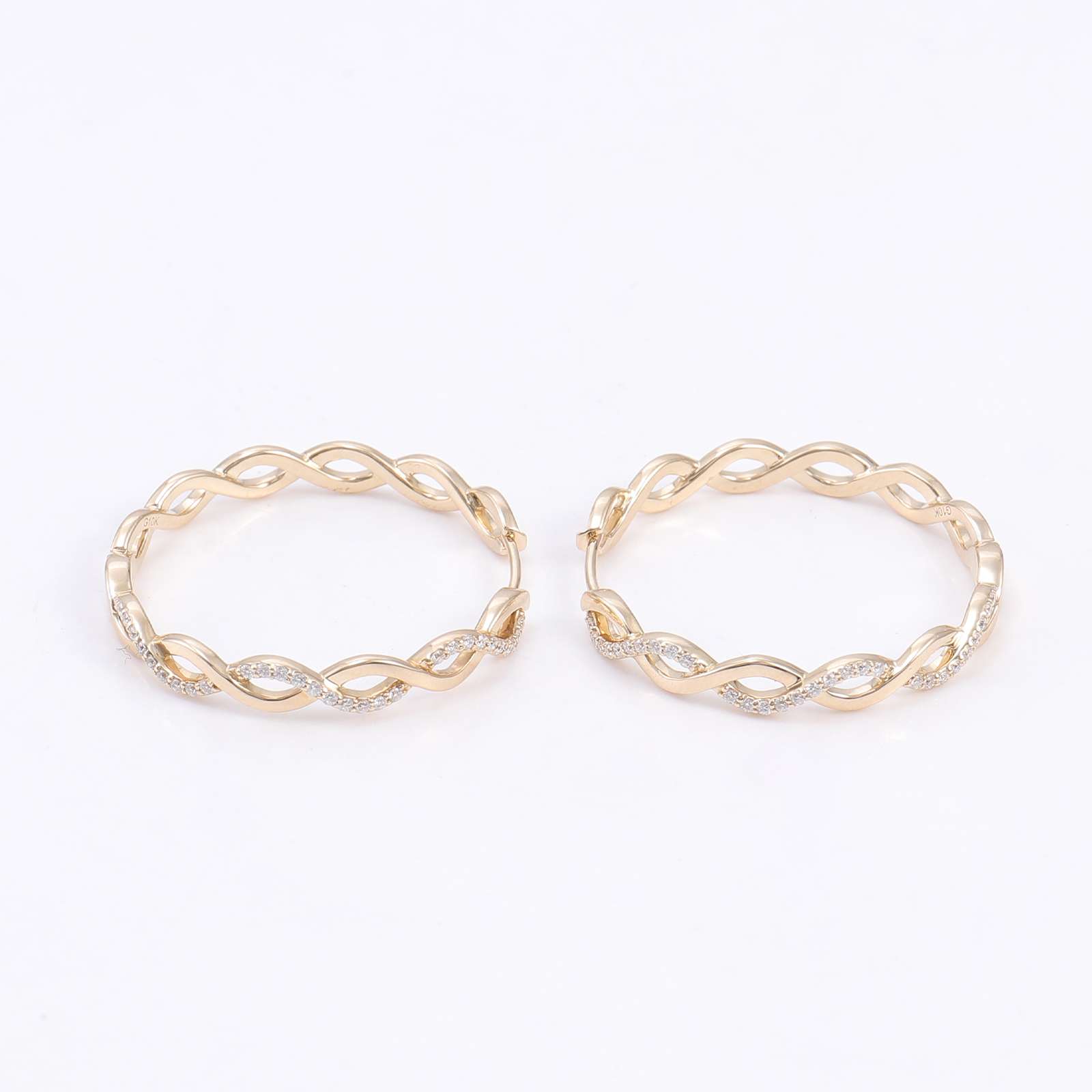 5-11 *Gorgeous Yellow Gold Moissanite Twisted Hoop Earrings - Image 1