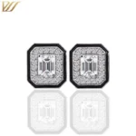 *Dazzling White Gold Emerald Cut Moissanite Stud Earrings