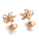 Floral Marquise Cut Moissanite Stud Earrings with Openwork Details - Image 2