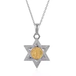 Round Cut Diamond Reversible Pendant Necklace Star Bee Deer Motif(pendant only)