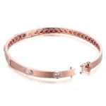 *Marquise and Round Cut Moissanite Bangle Bracelet Brushed Finish Style - Image 3