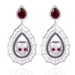Red Eyes Skull:Daring Hip Hop White Gold Earrings