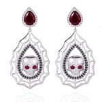 Red Eyes Skull:Daring Hip Hop White Gold Earrings