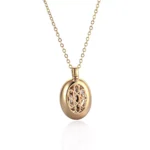 Round Cut Lab Diamond Pendant Necklace Paved Oval Medallion Style (pendant only) - Image 3