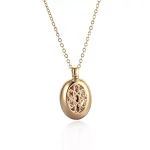 Round Cut Lab Diamond Pendant Necklace Paved Oval Medallion Style