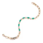 2.7ctw Emerald Cut Lab Emerald Bracelet with Sparkling Round Moissanite Accent - Image 3