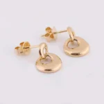 *Modern Double Circle Gold Drop Earrings - Image 2