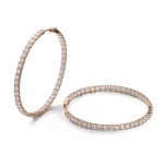 Round Cut Moissanite Hoop Earrings Classic Pave Circle Style